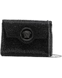 Versace - La Medusa Embellished Satin Clutch - Lyst