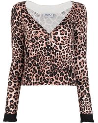 Liu Jo - Leopard V-neck Cardigan - Lyst