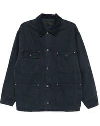 Emporio Armani - Corduroy-Collar Logo-Plaque Jacket - Lyst