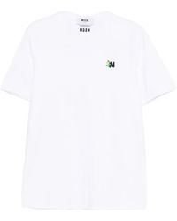 MSGM - Logo-Embroidered T-Shirt - Lyst
