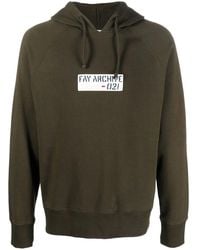 Fay - Logo-Print Drawstring Hoodie - Lyst