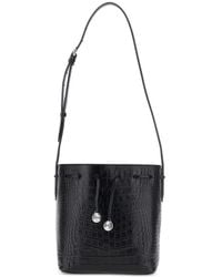 Liffner - Small Charm Crocodile-Effect Leather Bucket Bag - Lyst