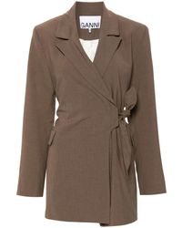 Ganni - Knot Detail Wrapped Blazer - Lyst