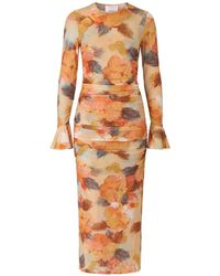 Cinq À Sept - Floral-Print Ruched Maxi Dress - Lyst