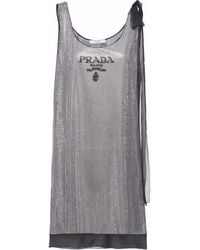 Prada - Vestido de gasa con apliques de cristal - Lyst