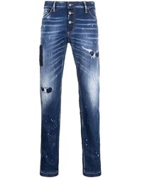 DSquared² - Distressed Paint Splattered Jeans - Lyst