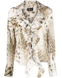 Blumarine - Leopard-print Silk Blouse - Lyst