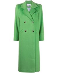 Ganni - Double-breasted Button-fastening Coat - Lyst