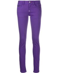 Philipp Plein Vaqueros pitillo de talle bajo - Morado