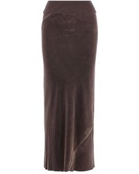 Rick Owens - Ribbed-Waistband Draped Midi Skirt - Lyst