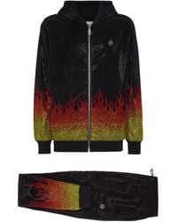 Philipp Plein - Crystals Flame Hooded Tracksuit Set - Lyst