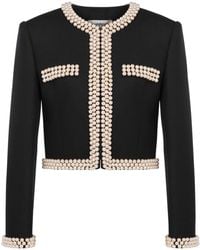 Moschino - Faux Pearl-embellished Virgin Wool Blazer - Lyst