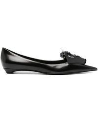 Prada - Brushed Calf Leather Ballerinas Shoes - Lyst