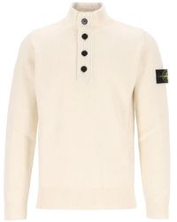 Stone Island - Pull En Laine D'Agneau À Col Zippé - Lyst