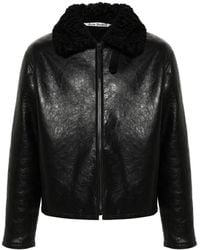 Acne Studios - Lederjacke Mit Shearling-Kragen - Lyst