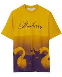 Burberry - Swan-print Logo Cotton T-shirt - Lyst