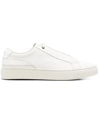 BOSS - Grained-Leather Lace-Up Sneakers - Lyst