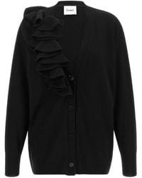 Nude - Asymmetrical Ruffled V-Neck Cardigan - Lyst