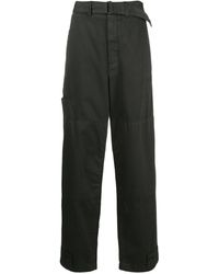 Lemaire - Belted-waist Straight-leg Cotton Trousers - Lyst