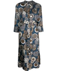 Max Mara - Graphic-Print Belted Silk Midi Dress - Lyst
