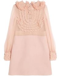 Valentino Garavani - Crepe Couture Embroidered Mini Dress - Lyst