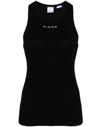 Pinko - Ribbed Camisole Top With Logo - Lyst