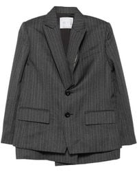 Sacai - Blazer Met Krijtstreep En Gelaagd Detail - Lyst