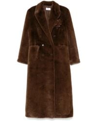 GIUSEPPE DI MORABITO - Faux-Fur Floral-Brooch Coat - Lyst