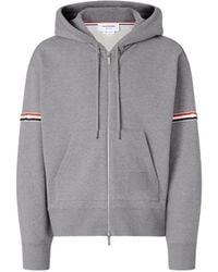 Thom Browne - Loopback Jersey Armband Relaxed Zip-Up Hoodie - Lyst
