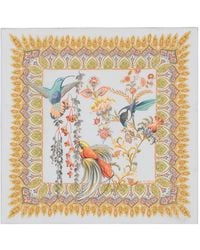 Etro - Silk Pocket Square With Flora And Fauna Motif - Lyst
