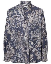 Etro - Piqué Poloshirt Met Paisley-print - Lyst