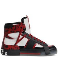 Dolce & Gabbana - Portofino Leopard-Print High-Top Sneakers - Lyst