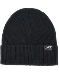 EA7 - Ribbed-Knit Beanie Hat - Lyst
