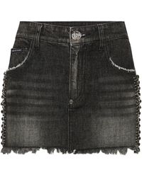 Philipp Plein - Geribbelde Mini-Rok Met Stras - Lyst