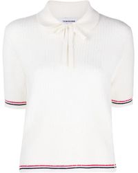 Thom Browne - Rwb-Stripe Knitted T-Shirt - Lyst