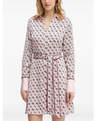 Guess - Blerta Collar Belted Monogram Mini Dress - Lyst