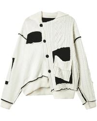 Y's Yohji Yamamoto - Kabelgebreid Vest Met Patchwork - Lyst