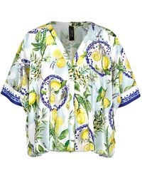 Marc Cain - Lemon-Print V-Neck Blouse - Lyst