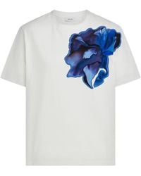 Ferragamo - T-Shirt With Carnation Print Silk Inlay - Lyst