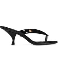 Dolce & Gabbana - Patent Leather Thong Sandals - Lyst
