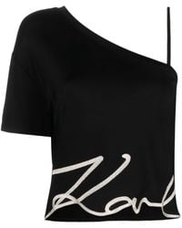 Karl Lagerfeld - One-Shoulder-Top mit Logo - Lyst