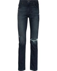 PAIGE Lennox Thornton Destructed Slim-Fit-Jeans - Blau