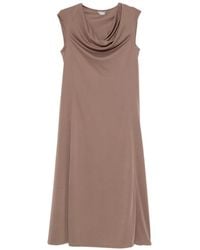 Max Mara - Cowl-Neck Cap-Sleeves Midi Dress - Lyst