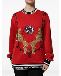 Dolce & Gabbana - Cotton Queen Sequined Pullover Sweater - Lyst