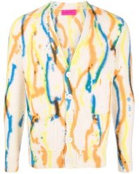 The Elder Statesman - Knitted Painterly-print Cashmere Cardigan - Lyst