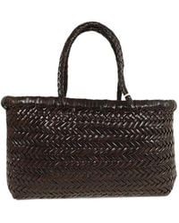 Dragon - Mini Flat Gora Woven Leather Tote Bag - Lyst