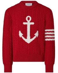 Thom Browne - Merino-Wool 4-Bar Intarsia Anchor Pullover - Lyst