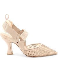 Fendi - Colibrì Nude Mesh And Suede High-Heeled Slingbacks Pumps - Lyst