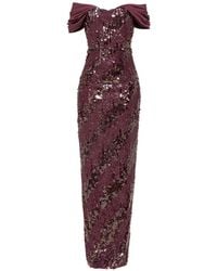Nissa - Off-Shoulder Sequin Maxi Dress - Lyst
