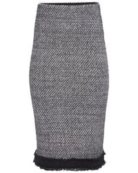 Nina Ricci - Tweed Frayed-Edge Midi Skirt - Lyst